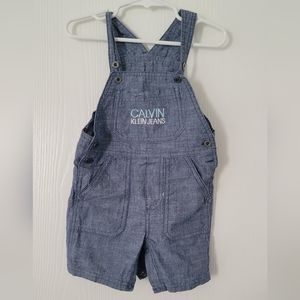 Calvin Klein 24 Months Shortalls Overall Shorts Light Blue Denim Baby Boy Unisex